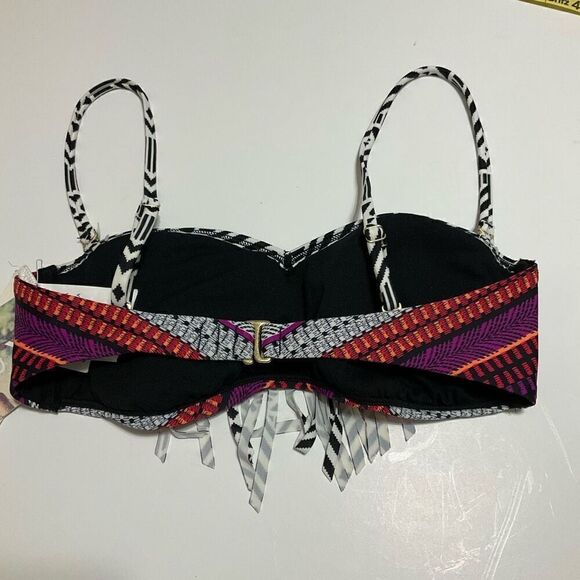 Roxy NWT Aztec Fringe Bandeau Bikini Top, S - Picture 7 of 16